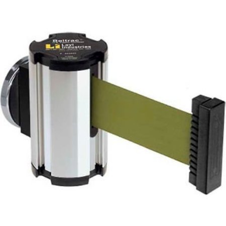 LAVI INDUSTRIES Lavi Industries Magnetic Retractable Belt Barrier, Chrome Case W/7' Olive Green Belt 50-3010MG/CL/OG